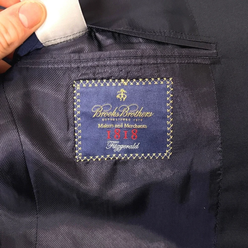 Brooks Brothers 1818 Fitzgerald Blazer 39R Navy Blue Wool 2-Button Sport Coat